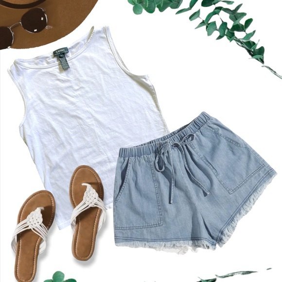Lauren Ralph Lauren Tops - Lauren Ralph Lauren White Cotton Blend Tank Top